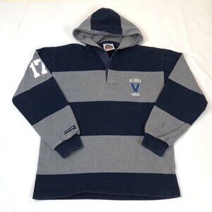 Villanova Lacrosse Barbarian Hooded Striped Rugby Long Sleeve #17 Mens Large
